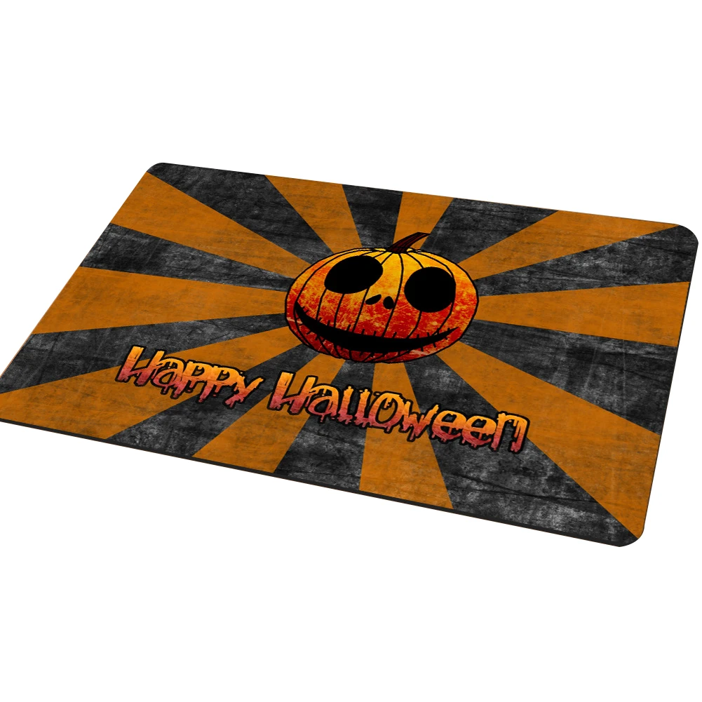 1Pc Door Mat Halloween Decoration Antiskid Floor Decal Cartoon Ground Removable Doormat Bathroom Mats Halloween Pumpkin And Str