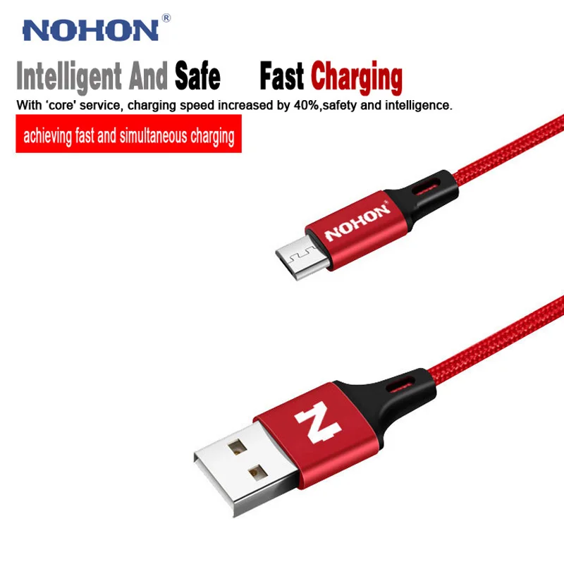 NOHON Mirco USB нейлоновый кабель для Samsung Xiaomi LG Быстрая зарядка кабели Android провод