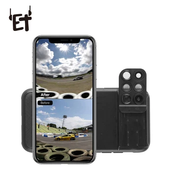 

ET 6 in 1 Phone Lens Cover Case Wide Angle Phone Camera Lens Fisheye Telephoto Macro Camera Lens for iPhone XR XS XS max X 7p 8p
