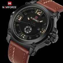 Топ люксовый бренд NAVIFORCE мужские спортивные часы кварцевые часы с кожаным ремешком Мужские Водонепроницаемые наручные часы relogio masculino 9099