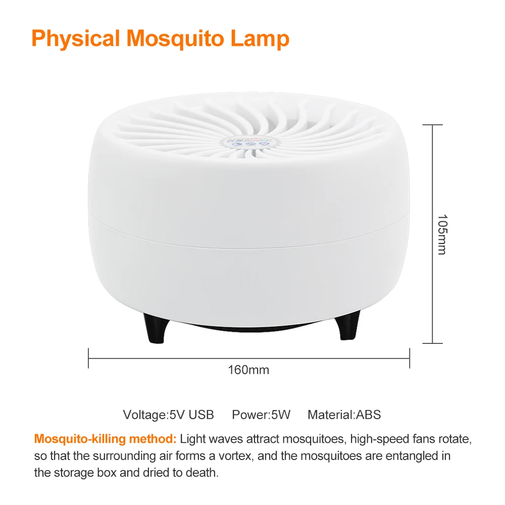Круглое фотокаталитическое средство от москитов, лампа USB power, светодиодный, без излучения, ночник, лампа, анти электриеская комаробойка, убийца насекомых