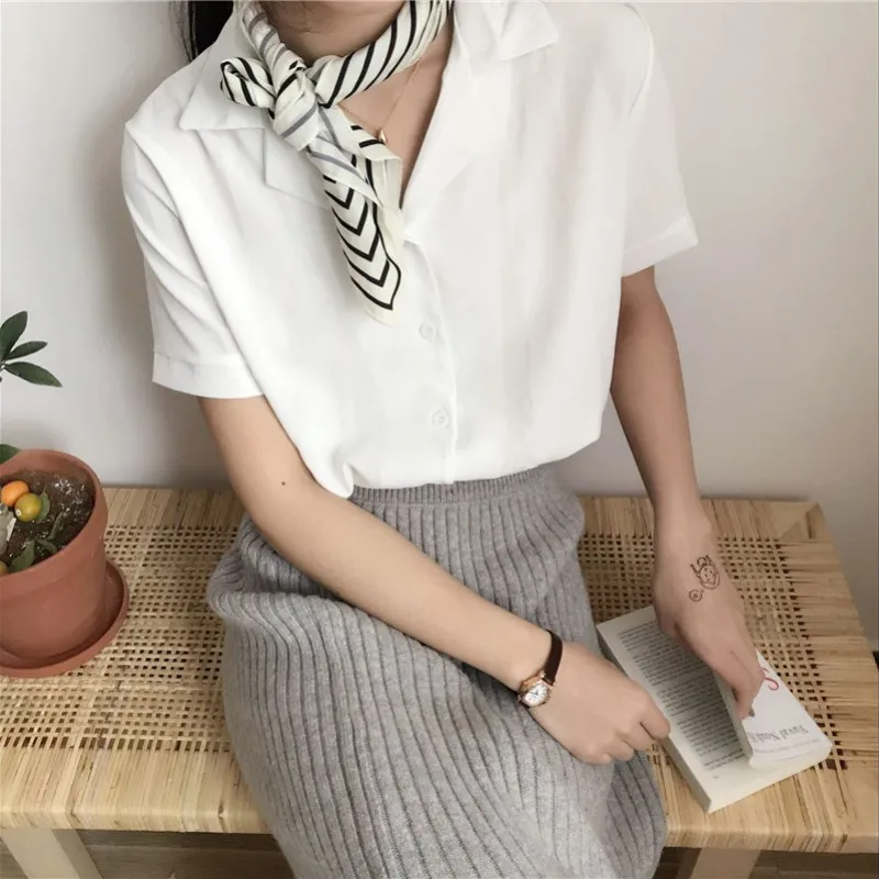 Women Shirt Chiffon Blusas Femininas Tops Short Sleeve Elegant Ladies Formal Office Blouse Plus Size Chiffon Shirt clothing