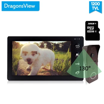 Dragonsview Video Intercom Door Phone System 7 Inch Monitor Doorbell with Camera Motion Detection Wide Angle 130 Degree Record newst 170 degree wide angle door eye camera 700tvl bullet mini cctv camera with 7lcd monitor door hole camera system