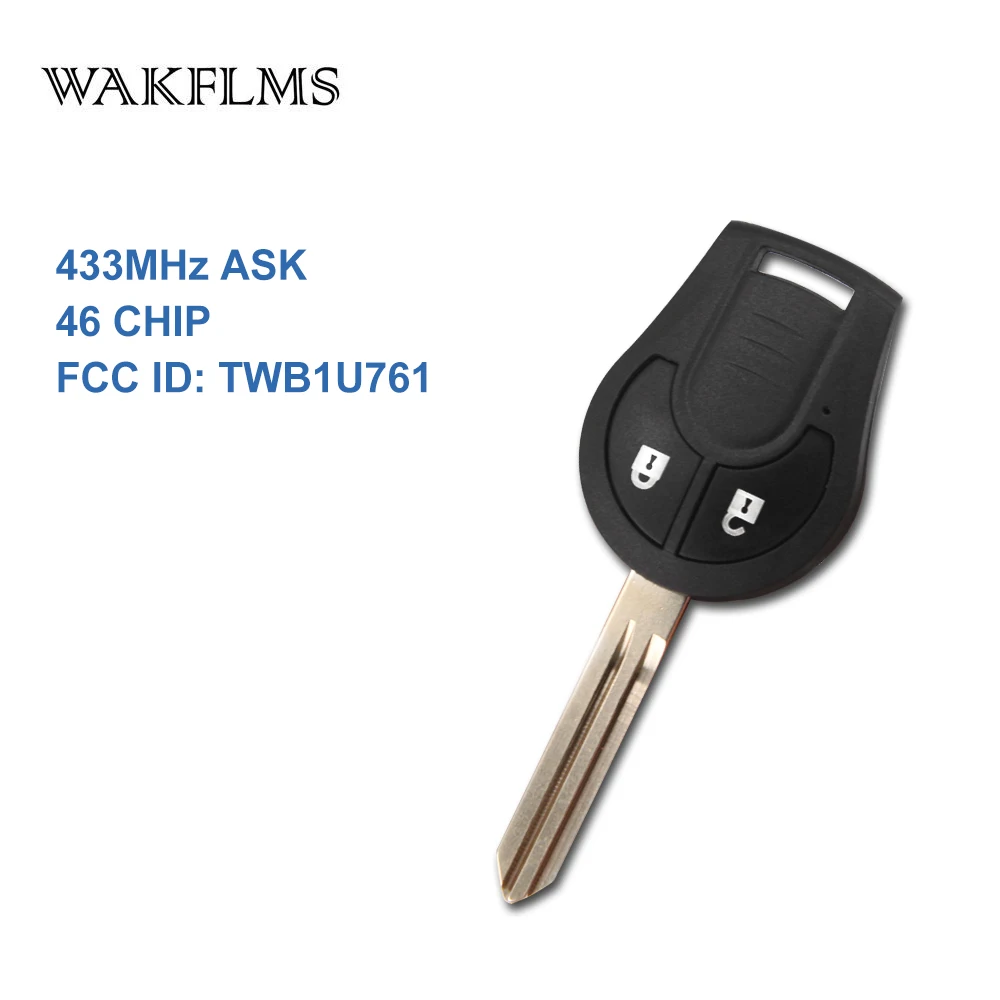 

2 Buttons 433MHz ID46 Car Remote Key For Nissan Micra K13 Juke March Qashqai Sunny Sylphy X-Trail For Renault Pulse