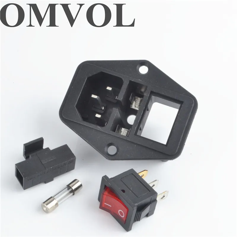 

1pcs ! with 10A fuse ! power socket with Rocker Switch ac socket 3 Terminal Power Socket with Fuse Holder Connector