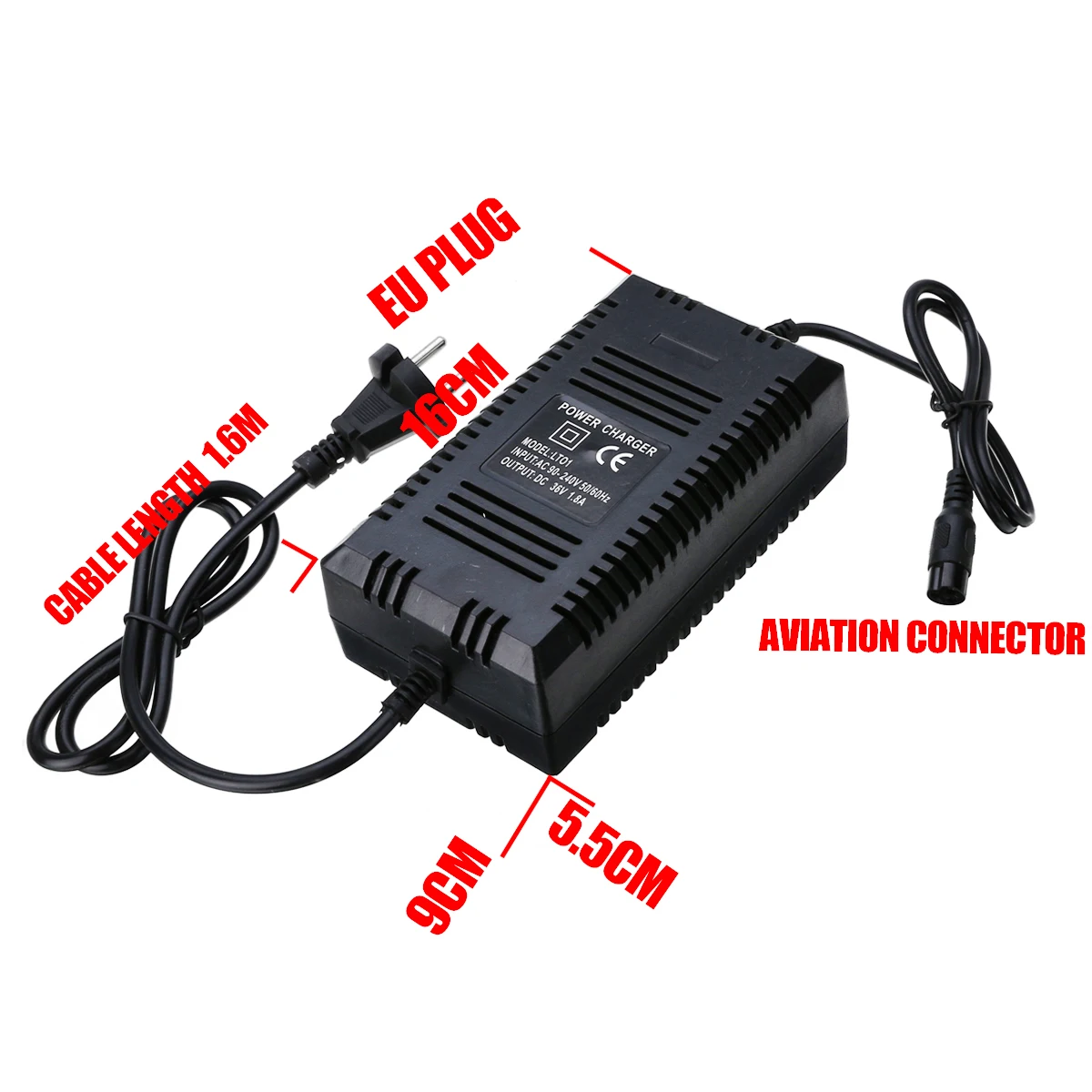 1Pcs Electric Bicycle Accessories 36V 1.8A EU Plug Black Battery Charger For Electric Scooter E-Bike