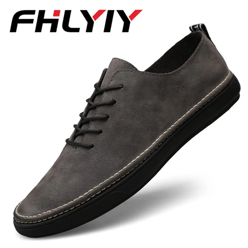 

Men Cow Suede Leather Shoes New Oxfords Rubber Fashion Shoes British Style Casual Men Flats Real Slip on High Quality Designer