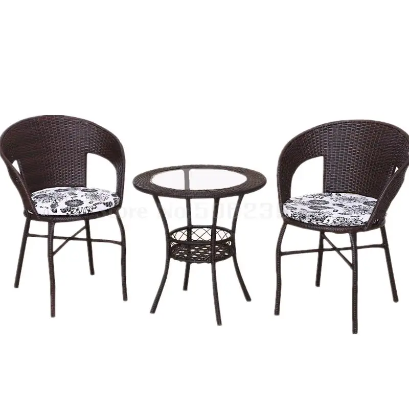 

Balcony table and chair three-piece combination Small coffee table cane chair Simple net red casual outdoor outdoor garden chair