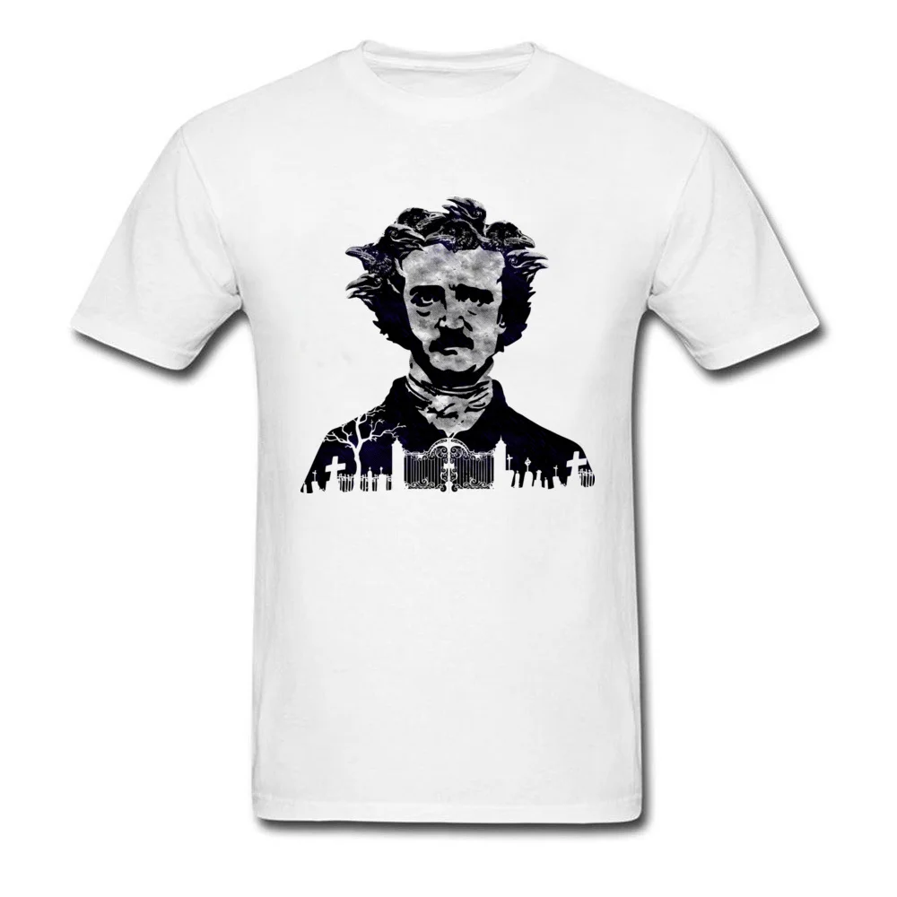  Men Top T-shirts The Raven Funny Tops Shirt 100% Cotton Round Collar Short Sleeve Leisure Tops & Tees Summer Top Quality The Raven white