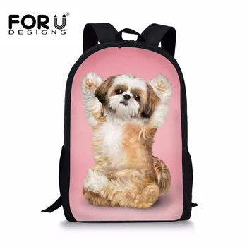 

FORUDESIGNS Cute Cat Dog Printing Backpack for Teenagers Girls Boys,Animal 3D Kids School Backpacks,Children Bagpack Book Bags