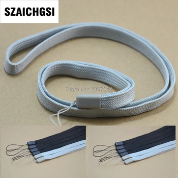

SZAICHGSI wholesale 1000pcs/lot long wide Nylon Wrist Hand Strap Lanyard for Mobile Cell Phone Straps black grey color