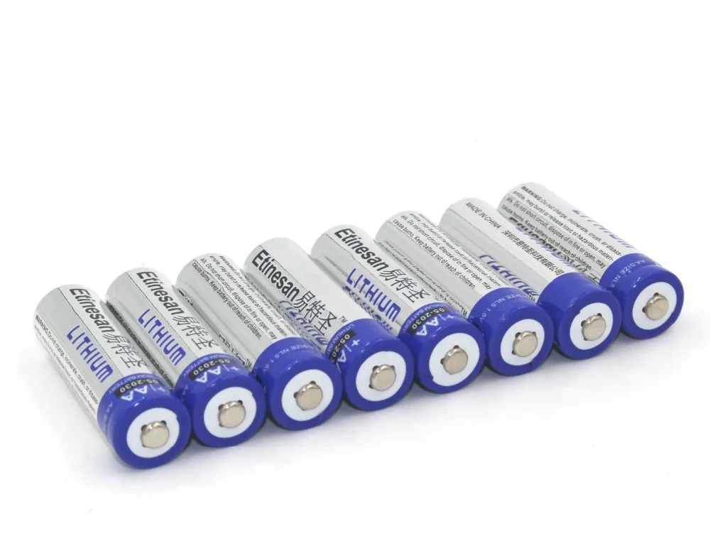 Cheapest 8PCS/LOT ETINESAN AA Batteries LongLasting 1.5V Voltage Lithium Batteries for high