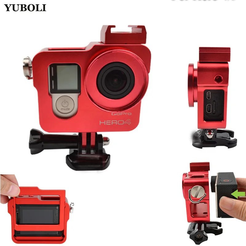 

FOR Gopro Accessories hero4 3+ Aluminium frame Housing Case + UV filter for gopro go pro hero 4 3+ black camera accessories