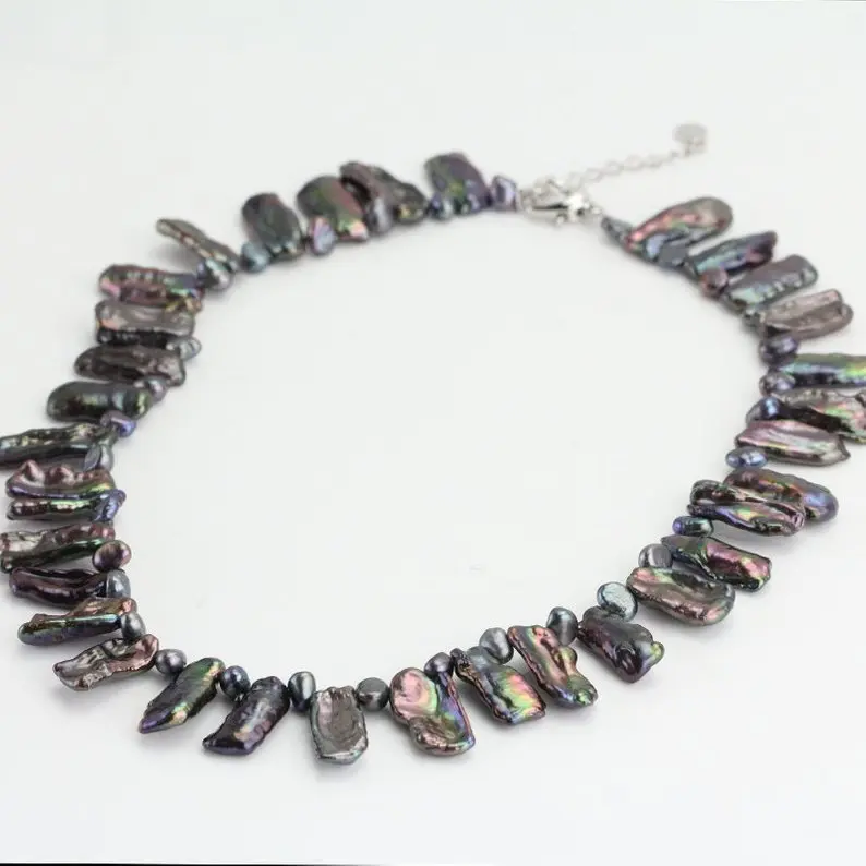 

New Arriver Baroque Pearl Necklace,4-20mm Black Color Large Freshwater Pearl Choker Necklace,Charming Women Gift Jewelry