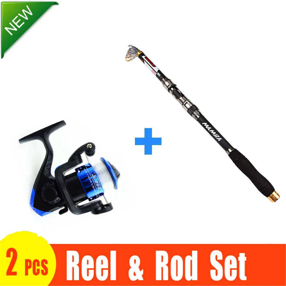 2 Pieces! FISHING ROD AND REEL SET Lure Fishing Reels spinning reel lur