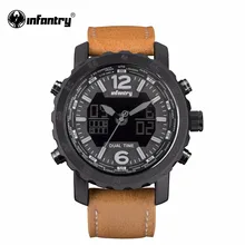 INFANTERÍA Hombres Reloj de Pulsera Marca Relogio Del Deporte Relojes Digitales A Prueba de agua 3D Dial Movimiento Dual Reloj Caballero Negro Visión Nocturna