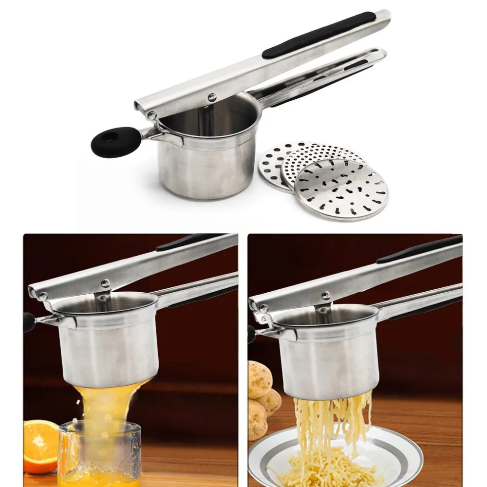 

Stainless Steel Potato Masher Ricer Press Mashed Potatoes Tool Crushing Potatoes Puree Fruit Vegetable Juicer Press Maker Tool