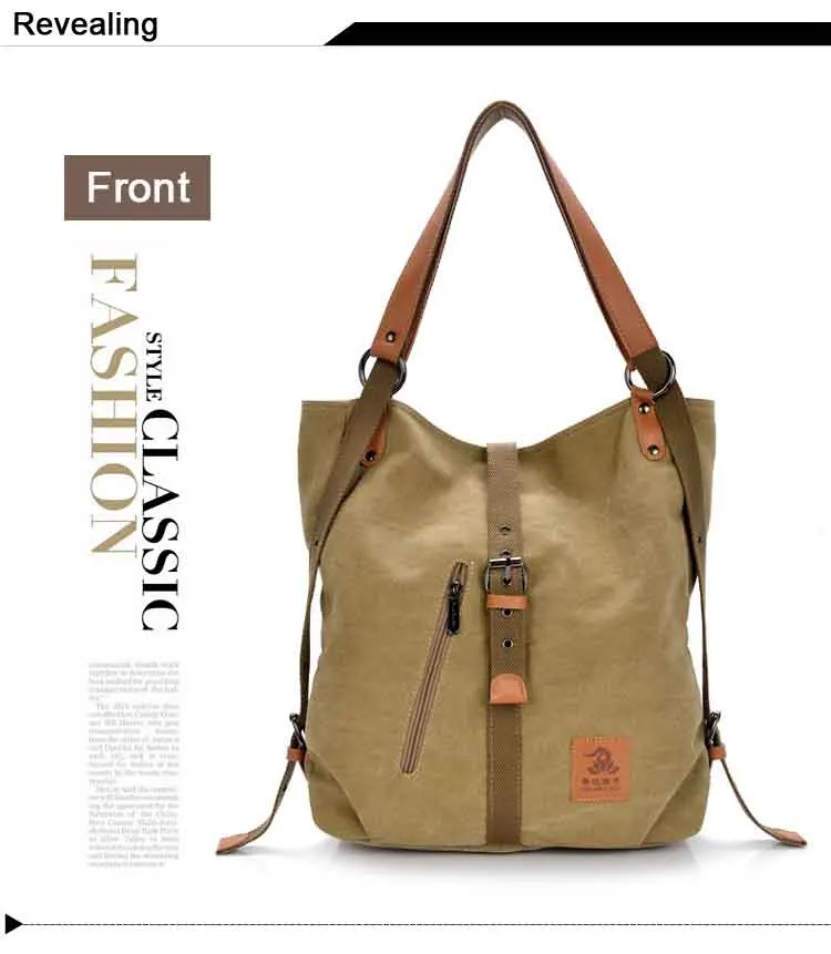 Women's Washed Canvas Handbag Large Capacity Shoulder Bags Female Casual Crossbody Tote Lady Vintage Camel Black Messenger Pack (9)