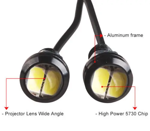 10X9 Вт 12 в 18 мм 2 SMD светодиодный светильник "Орлиный глаз", автомобильный противотуманный DRL, дневной Обратный парковочный сигнал белого цвета