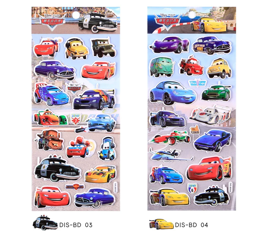 Disney Classic toy PVC new 3D Lightning McQueen car mobilization kindergarten reward stickers removable stickers murals Toys