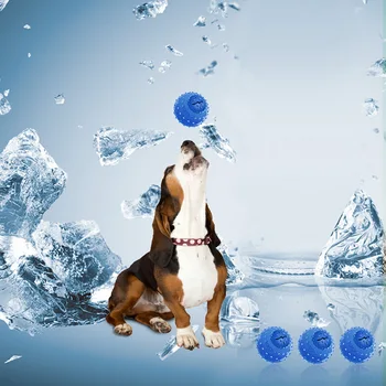 

Cooling Teether Dog Summer Toy Pet Cat Products Funny Toy Ball Bone Design Dog Bite Chewing Toy TPR Leaking Food
