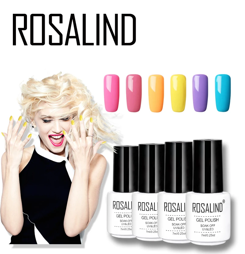 Rosalind гель 1 7 мл 01-58 сплошной цвет лак для ногтей гель длительный замочить-офф гель-лаки полу Перманентный УФ светодио дный ногтей