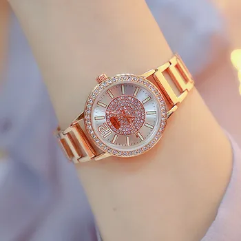 

New Hot Chain Watch Arabic Digital Scale Rhinestone Dial Metal Strap Gold Silver Rose Gold Ladies Watch Fashion Casual