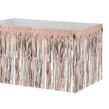 Блестящая настольная юбка из фольги с бахромой для украшения стола, для детской вечеринки, для свадьбы, рождественской вечеринки, 74*274 см