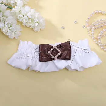

Free Shipping Brown Wedding Garter With Rhinestone