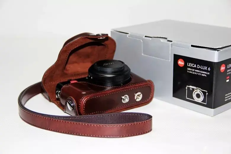 

High Quality PU leather camera case for Leica D-LUX6 removable camera bag case cover Coffee color