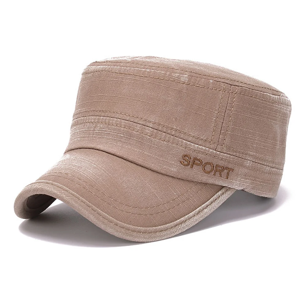 Classic Flat Top Men Caps Hat Cotton Distressed Army Cap Male Casual