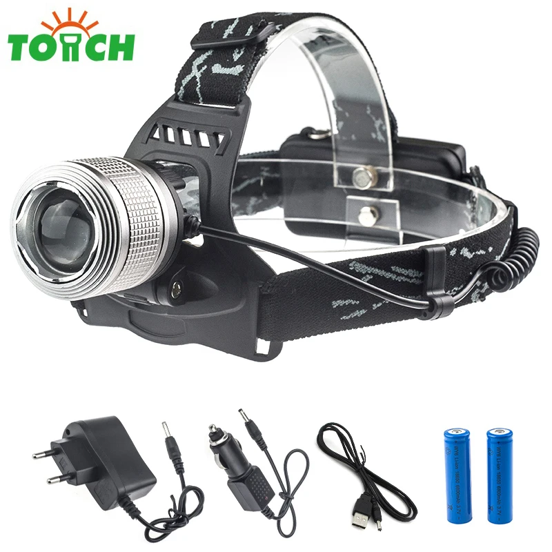 

Cree T6 LED Headlamps Head Torch Zoom Waterproof Lamp 18650 Rechargeable Battery Frontal light Outdoor Headlight Equipment