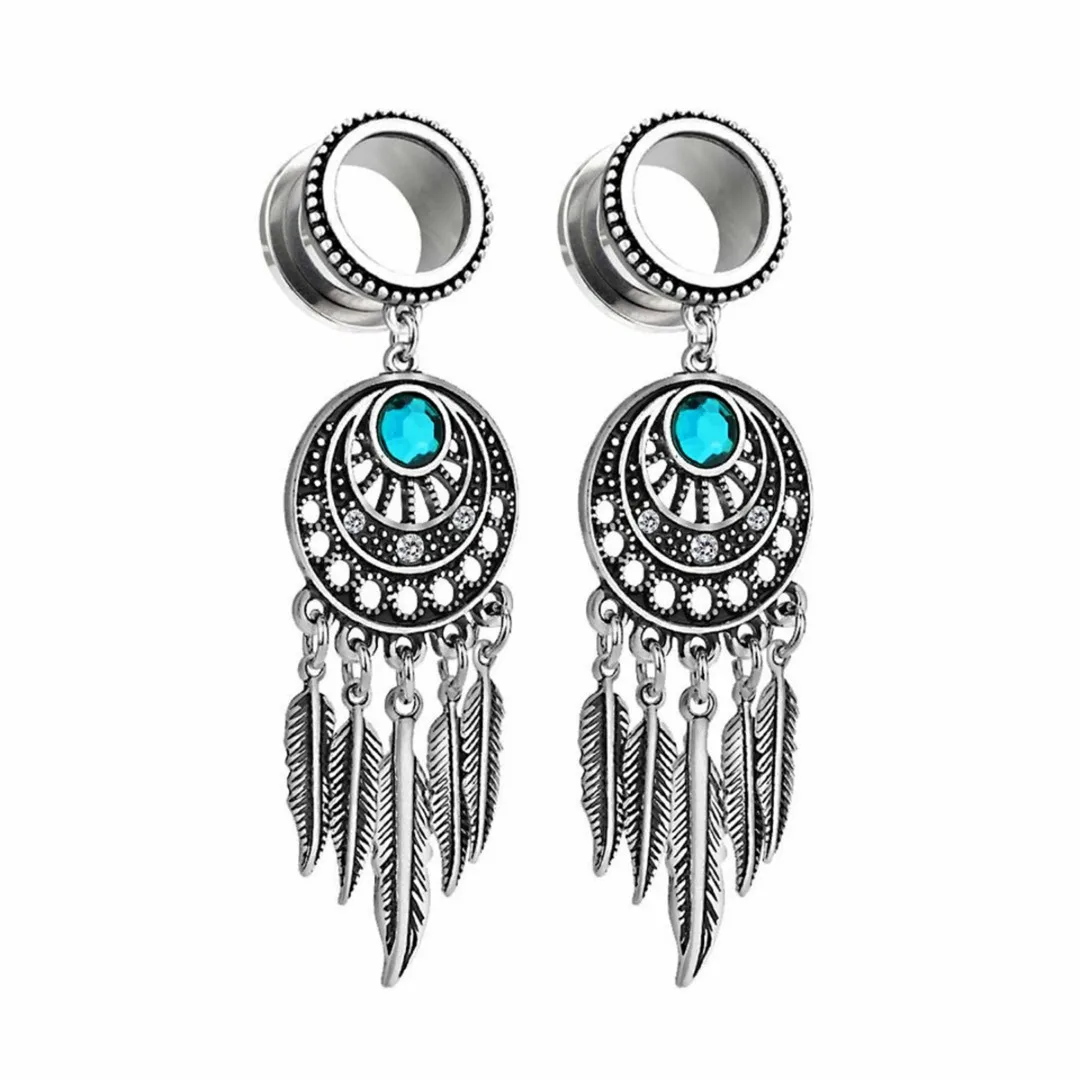 Vintage Dangle Earring Piercing Shellhard Ethnic Feather Tassel Tragus Piercing Helix Piercing