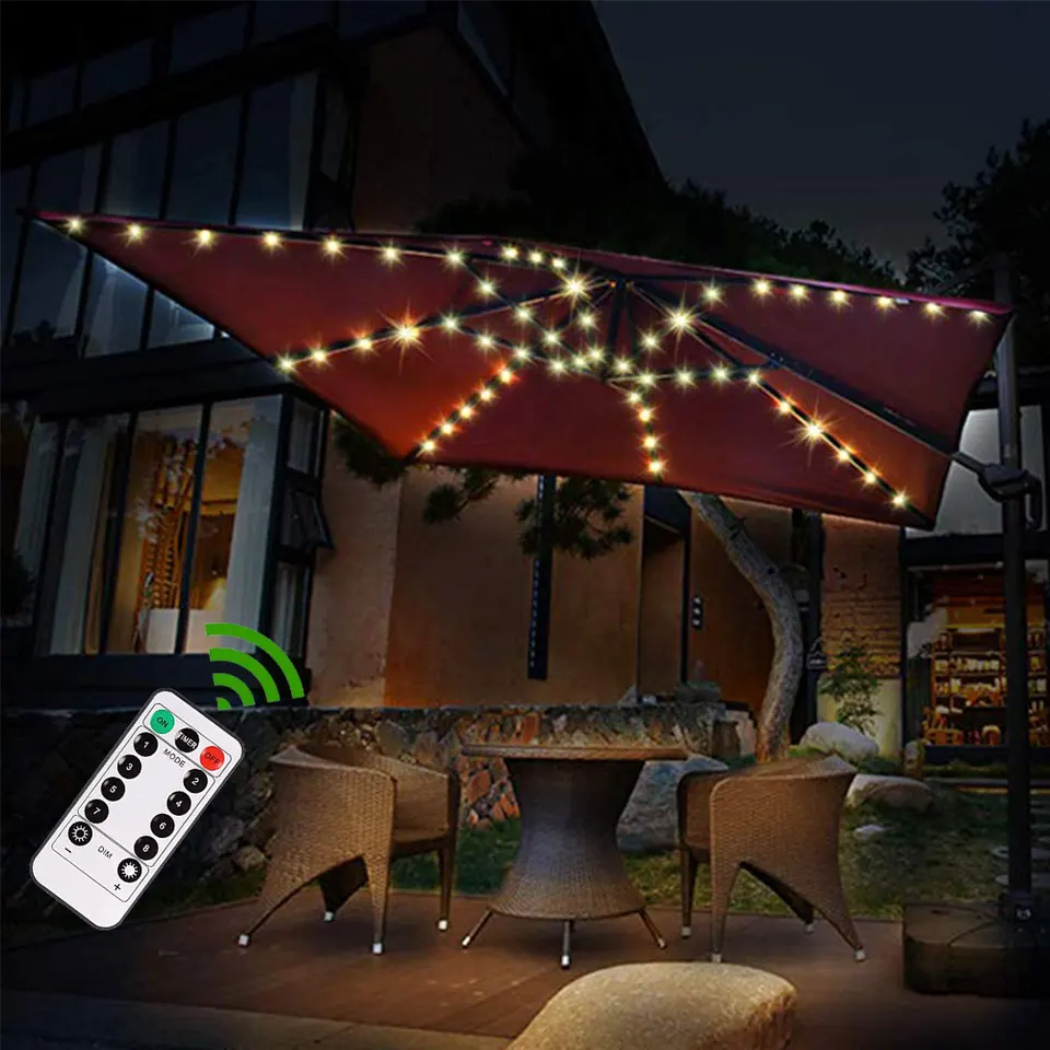 Upgraded Patio Umbrella Light Garden Parasol Lamp Ip67 Waterproof Led String Light Flexible Decor Ogrodowy Lighting Outdoor Lamp Aliexpress