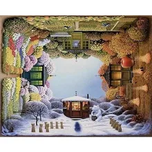 Четыре сезона дома. 40х50см, живопись по номерам, DIY, настенное искусство, декор гостиной, пейзаж, фигура, животное, цветок, мультфильм