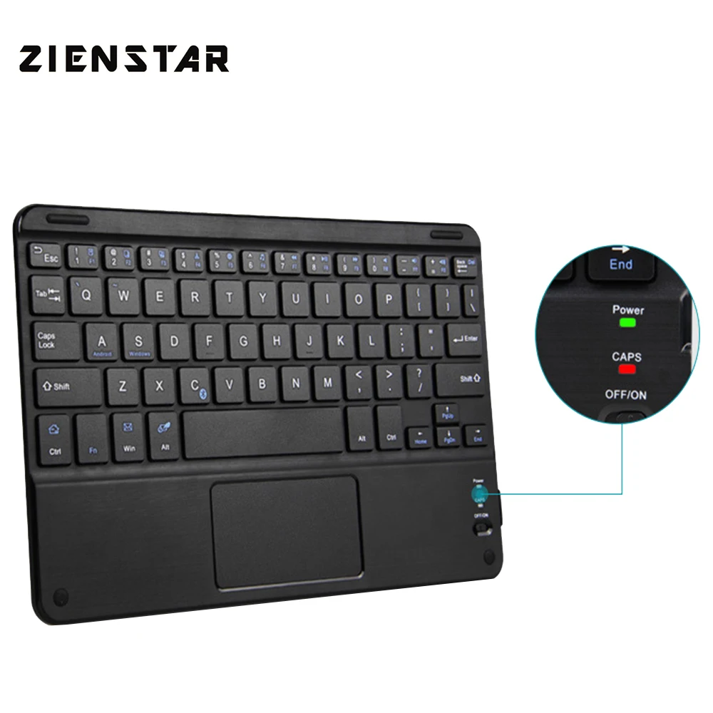 Zienstar 7 дюймов Беспроводная Bluetooth клавиатура с тачпадом для ПК компьютера/samsung Tab/Windows Tablet, Поддержка Android/Win системы