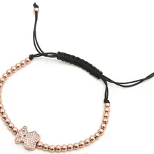 Золото Серебро Микро-паве cz кубический цирконий веревка отрегулированный браслет из медного бисера jnm54 Шарм плетеные браслеты для женщин