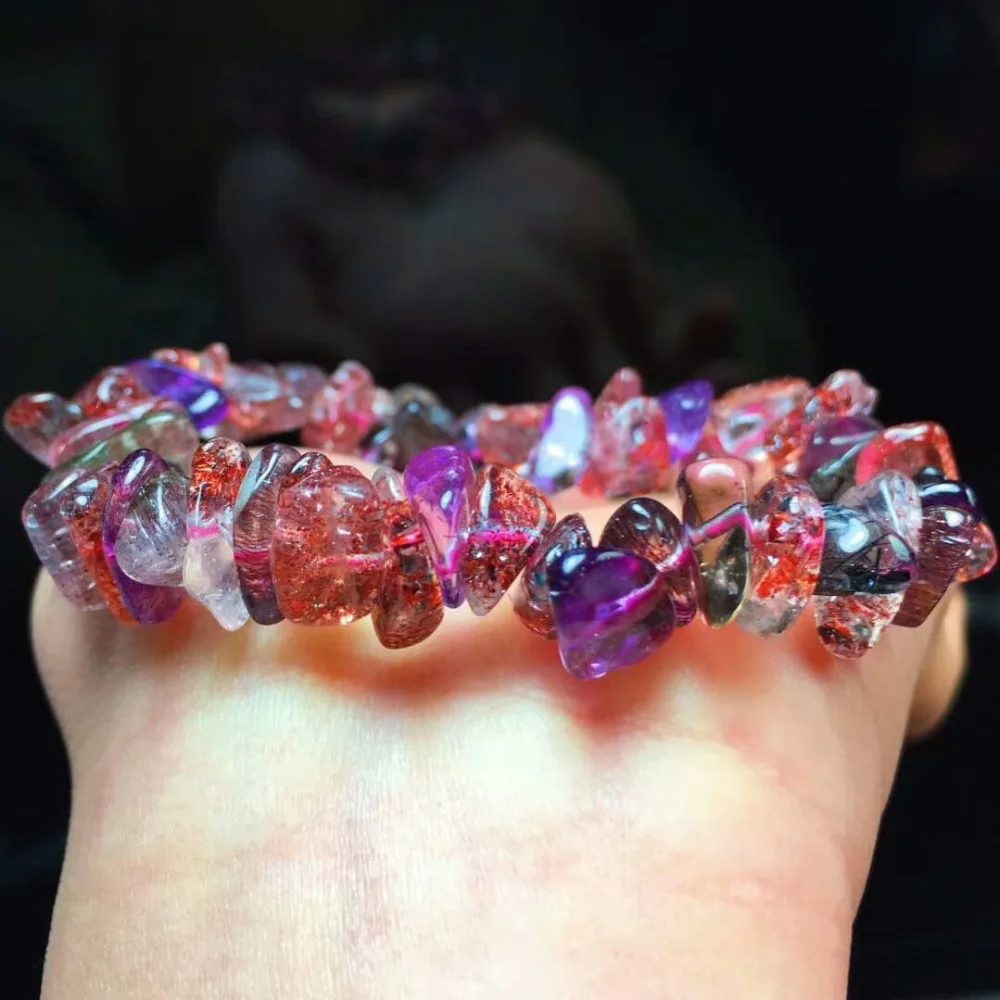 

Wholesale Natural Bracelet Super Seven Lepidocrocite Quartz Crystal Irregular Beads Beads Stretch Crystal Healing Stone AAAAA