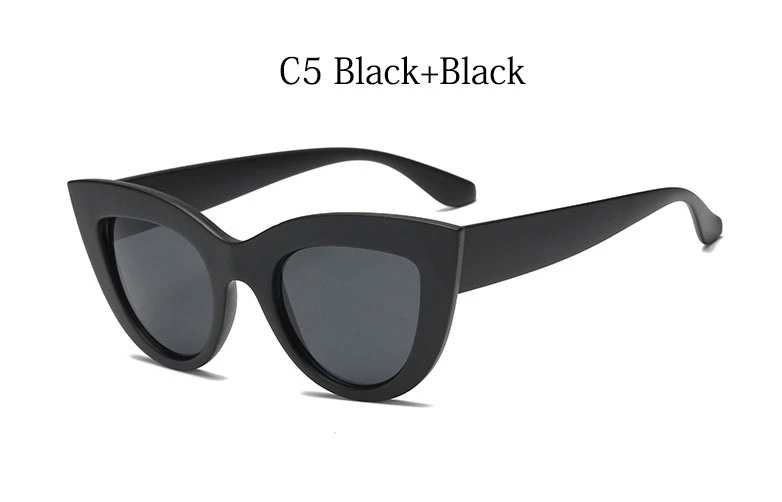 C5 Black Black Ретро кошачий глаз солнцезащитные очки для женщин брендовая дизайнерская Дамская мода БАРБИ порошок зеркальные линзы Cateye Солнцезащитные очки для женщин UV400 - Цвет линз: C5 Black Black