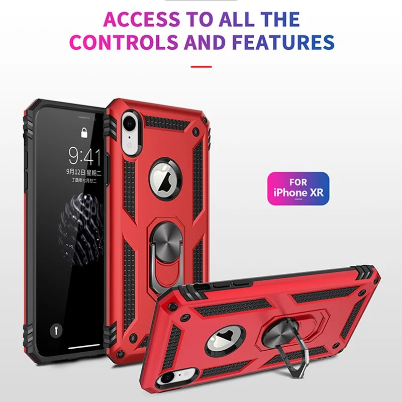 

FastDeng Fashion Armor Shockproof Phone Case For iPhone 5 6 7 8p Invisible Ring Bracket with Magnetic Case For iPhone X XR XSMax