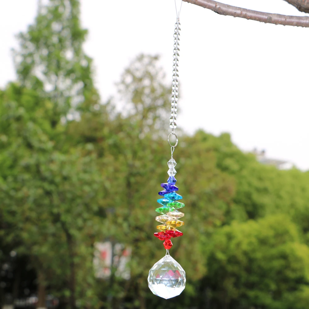 1PCS Chakra Crystal Sun Catchers Chandelier Crystals Ball Prism Pendant Rainbow Maker Hanging Cascade Suncatchers