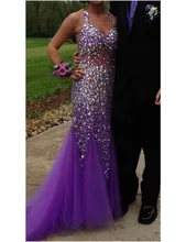 Sparkly Crystals Meerjungfrau Abendkleider Tolles Design Wulstige Lange Backless Formale Frau Prom Kleider Ballkleider
