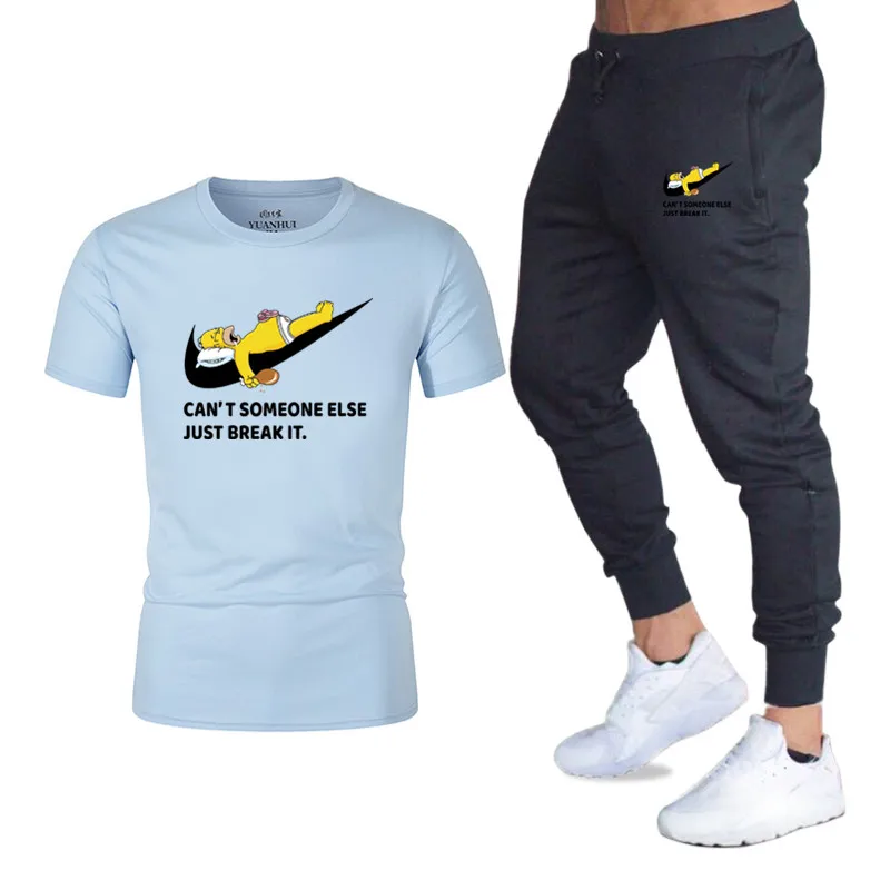 Summer Hot Men's Sets New Simpson print T Shirts+pants Two Pieces Sets Casual Tracksuit Male Casual Tshirt Gyms Fitness trousers Summer Hot Men's Sets New Simpson print T Shirts+pants Two Pieces Sets Casual Tracksuit Male Casual Tshirt Gyms Fitness trousers