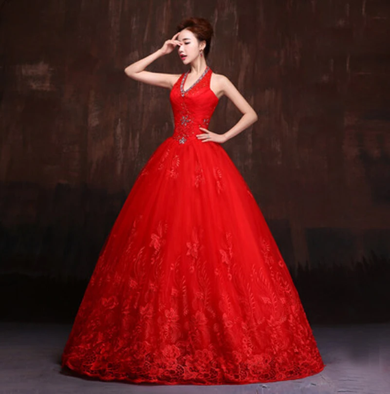 Graceful Lace Red Wedding Dress ...