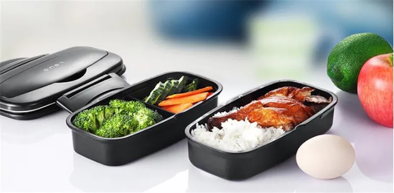 Японский стиль bento box пластик коробки для обедов microwaveble простой цвет двойной слои посуда с палочками