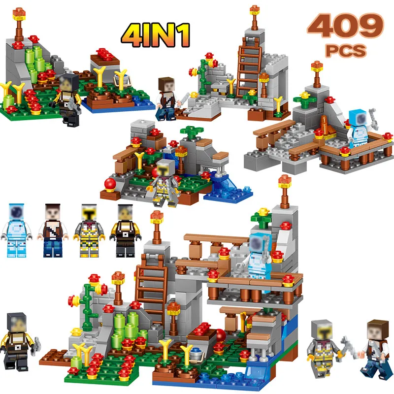 

409PCS Detail Creator Blocks Compatible LegoINGLYS Minecrafted Module Village Designer Educational Bricks Toys for Children