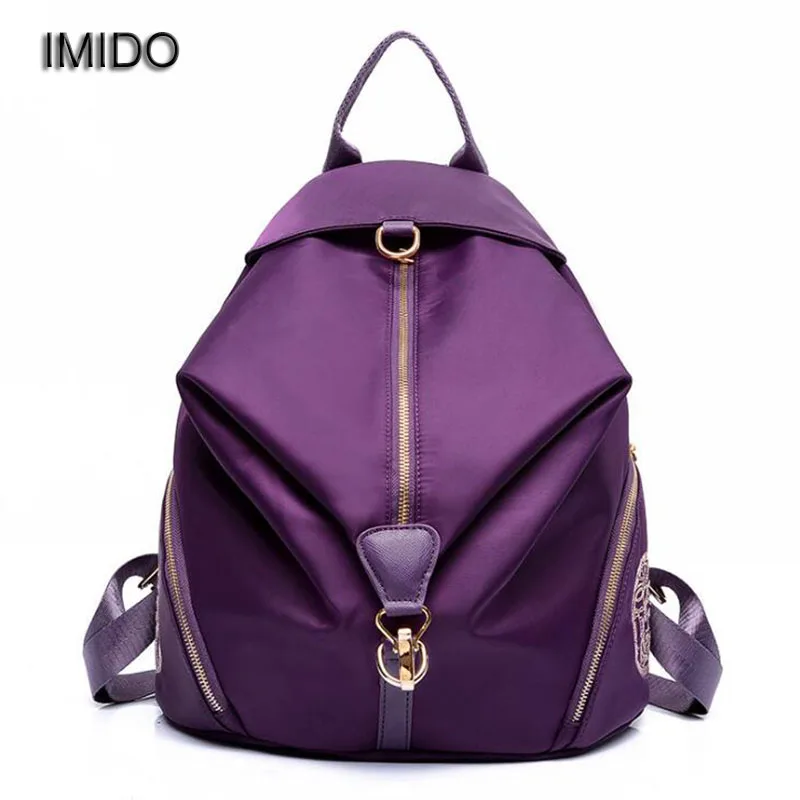

IMIDO 2017 Hot Women man travel backpack nylon pack rucksack bolsas mochila backpacks for girls backbags waterproof black SLD009
