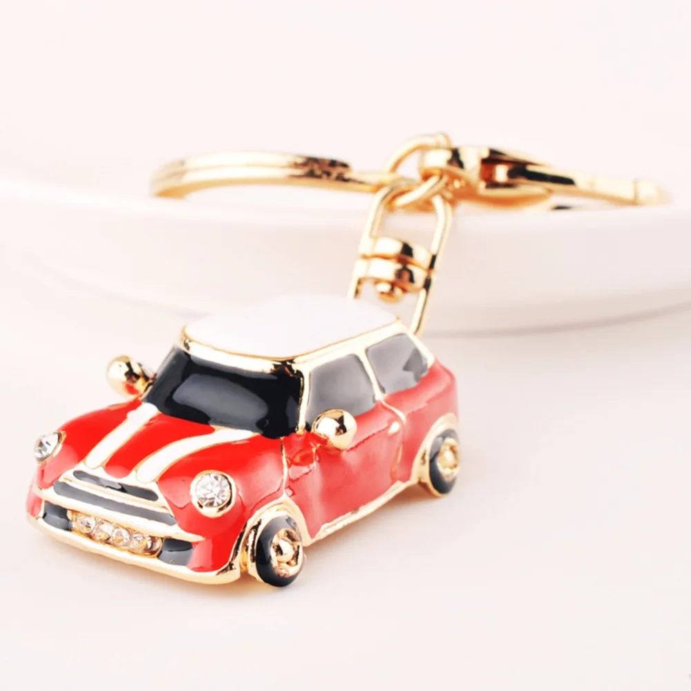 

Cute Enamel 3D Car Key Chains Holder Crystal Rhinestone HandBag Pendant Fashion Keyrings Keychain Jewelry