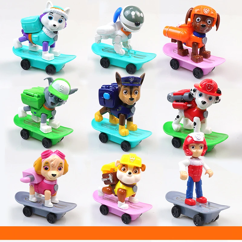 

NO BOX Pull Back Skateboard Car for Pawed Patrolling BJD Deformable Dog Model Kids Toys Puppy Toy Action Figure 6070