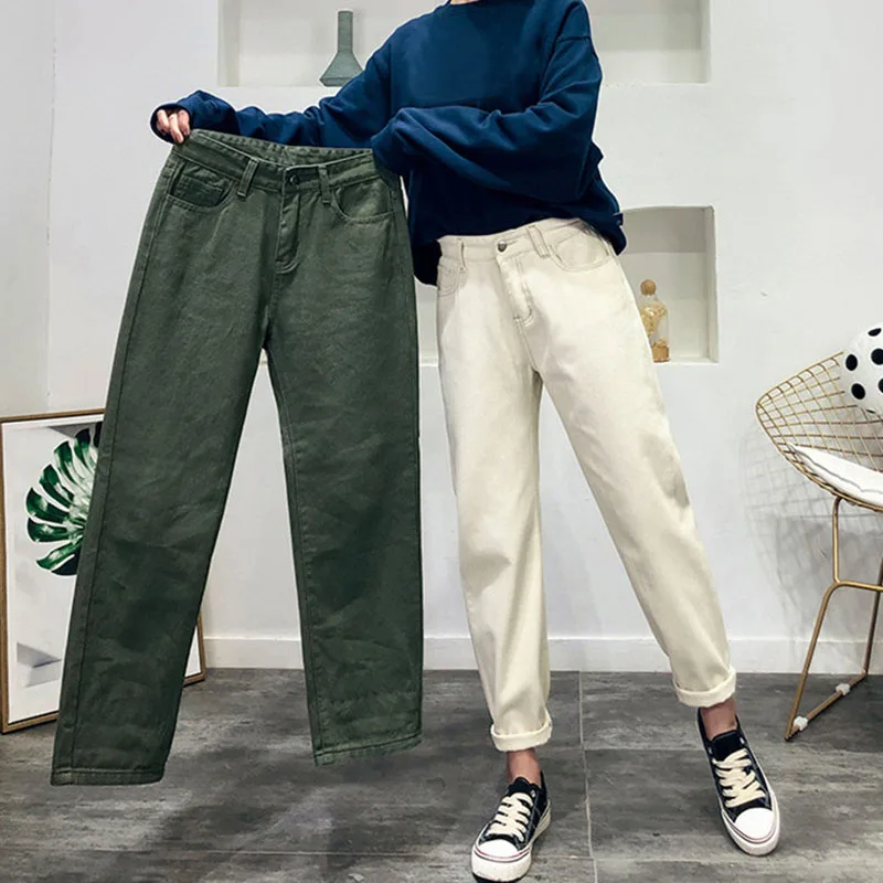 jeans woman plus size black beige green mom jeans high waisted boyfriend jeans for women Straight Casual Cotton 2019 fashion jeans woman plus size black beige green mom jeans high waisted boyfriend jeans for women Straight Casual Cotton 2019 fashion